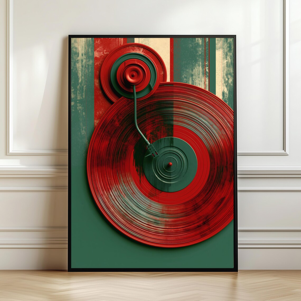 Retro Turntable, Minimalist Mid Century Music Art Print