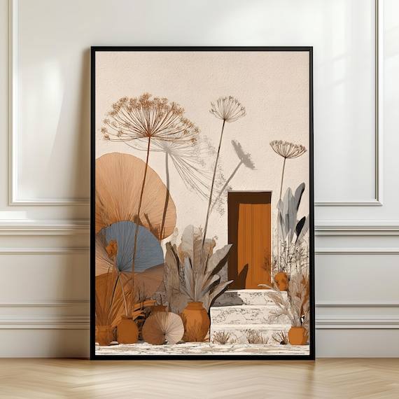 Terracotta Botanical Dried Palm Minimalist Earth Tone Wall Art