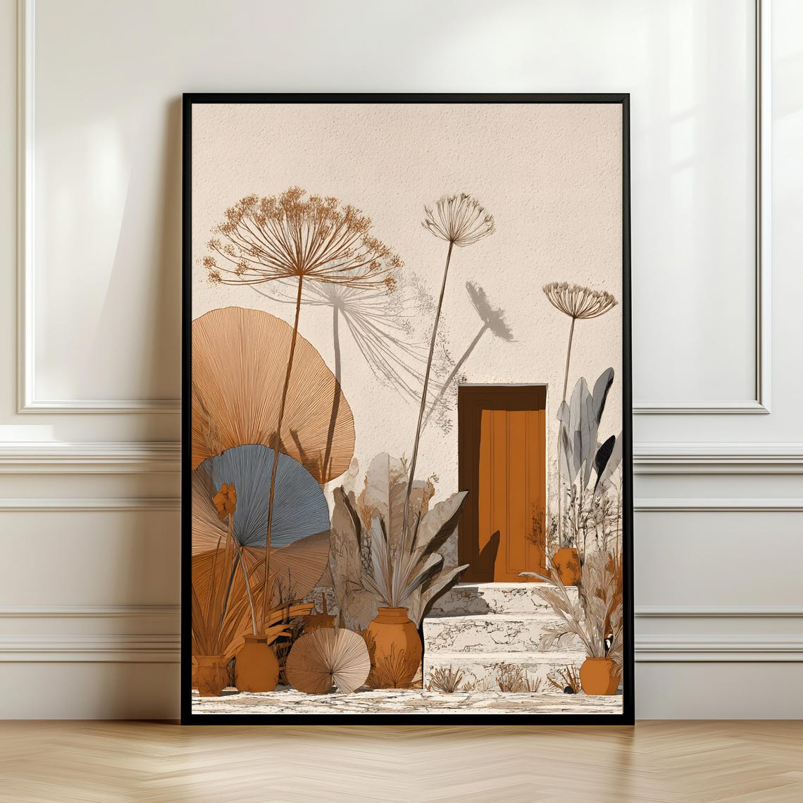 Terracotta Botanical Dried Palm Minimalist Earth Tone Wall Art