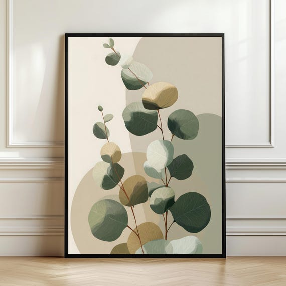 Minimal Botanical Wall Art Neutral Green Plant Print Japandi Nature Poster Modern Organic Decor Calming Digital Download