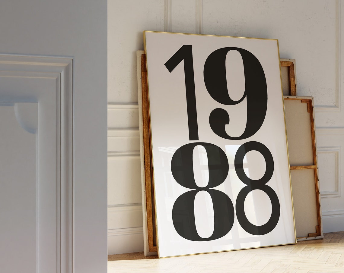 1988 Bold Number Birth Year Retro Minimalist Birthday Wall Poster