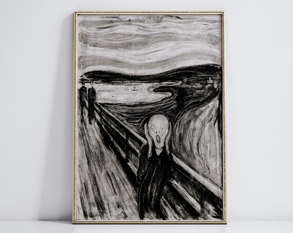 The Scream Black and White Edvard Munch Classic Expressionist Poster
