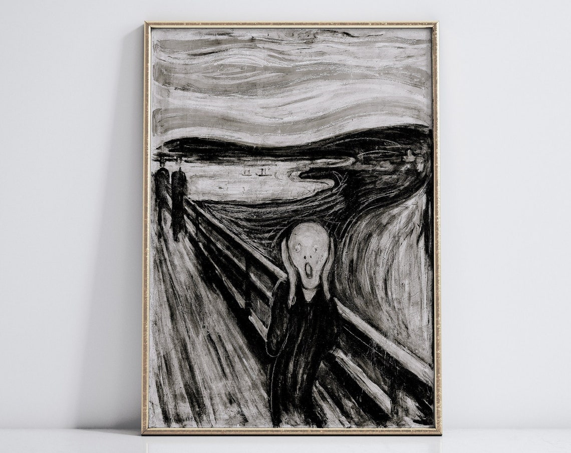 The Scream Black and White Edvard Munch Classic Expressionist Poster