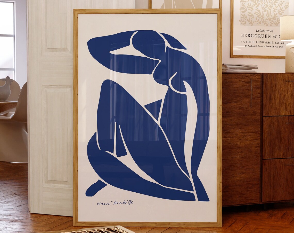 Blue Matisse Nude Woman Art Print, Modern Abstract
