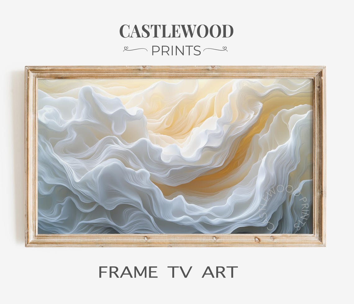 Abstract Ocean Waves Tv Art Coastal Style Wall Decor Samsung Frame Oceanic Tones Beach Seascape 1