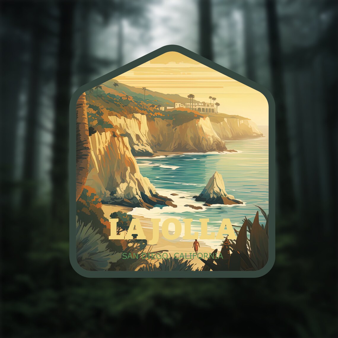 La Jolla California Surfing Travel Poster Gift