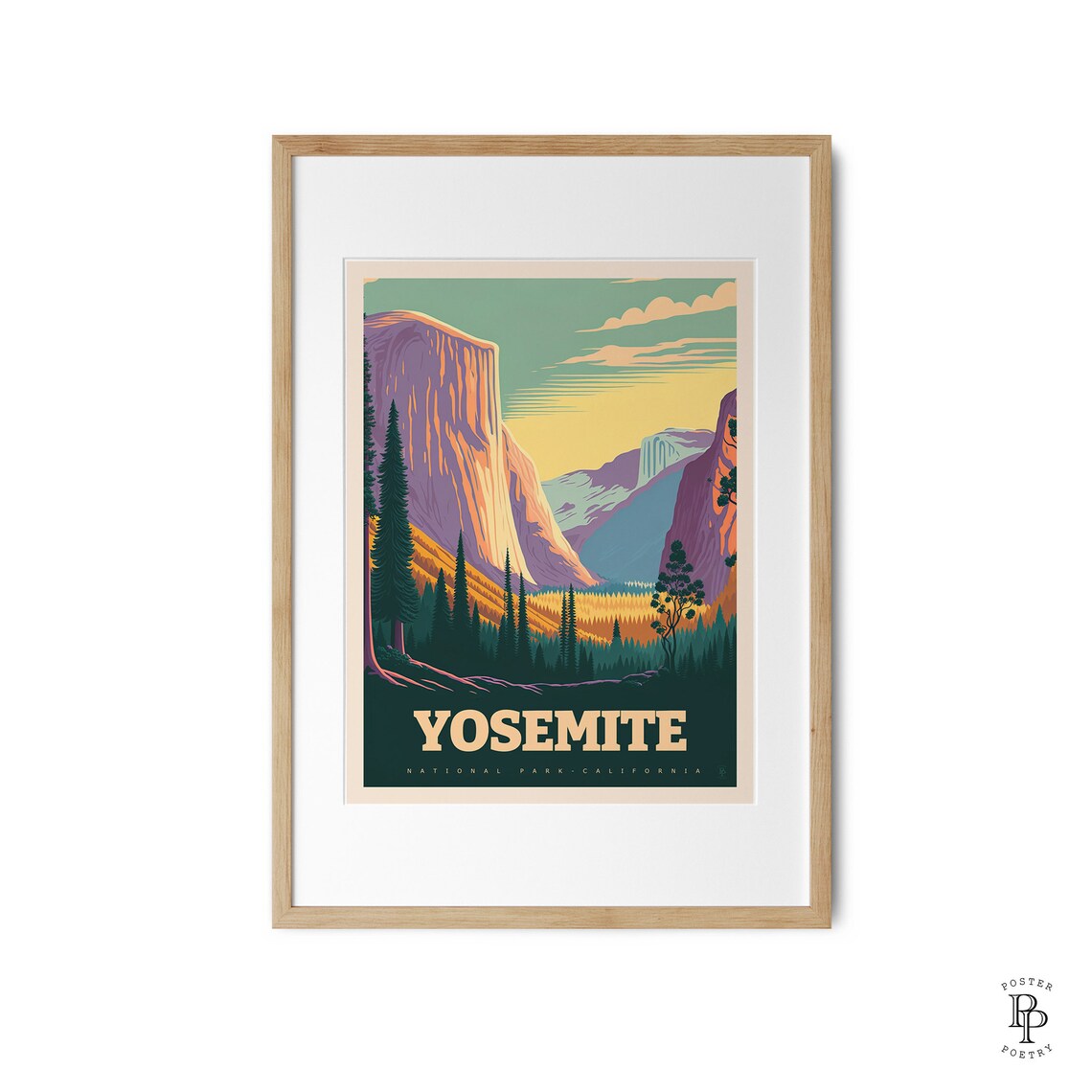 Yosemite National Park California El Capitan Valley Watercolor Poster - Image 3