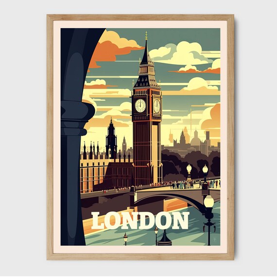 London Big Ben Travel Poster, Gallery Wall Decor