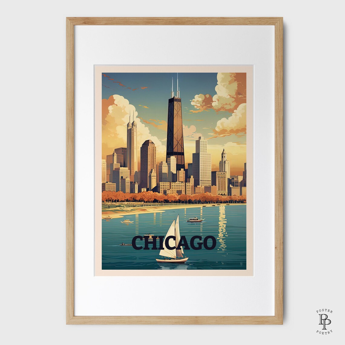 Chicago Travel Poster, Trendy Office Home Decor - Image 4