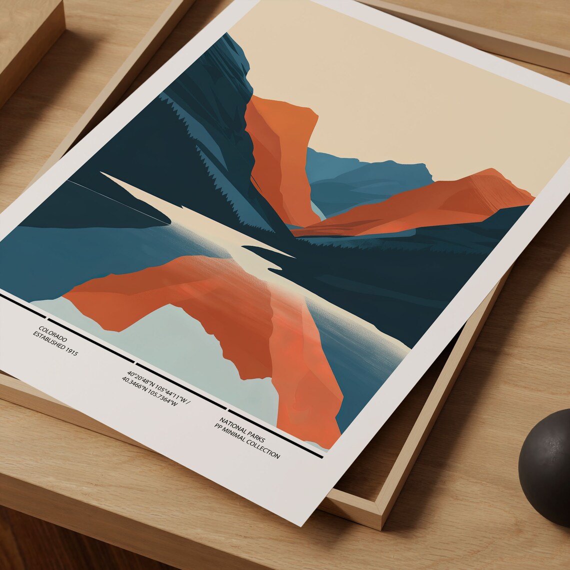 Rocky Mountain National Park Colorado Lake Reflection Minimalist Print - Image 4