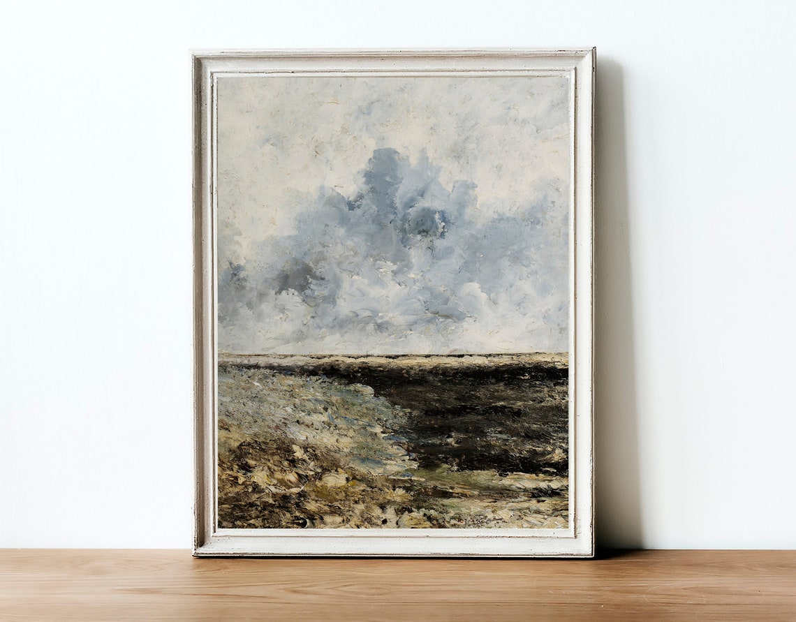 Moody Coastal Vintage Seascape Oil Painting Print - Image 2