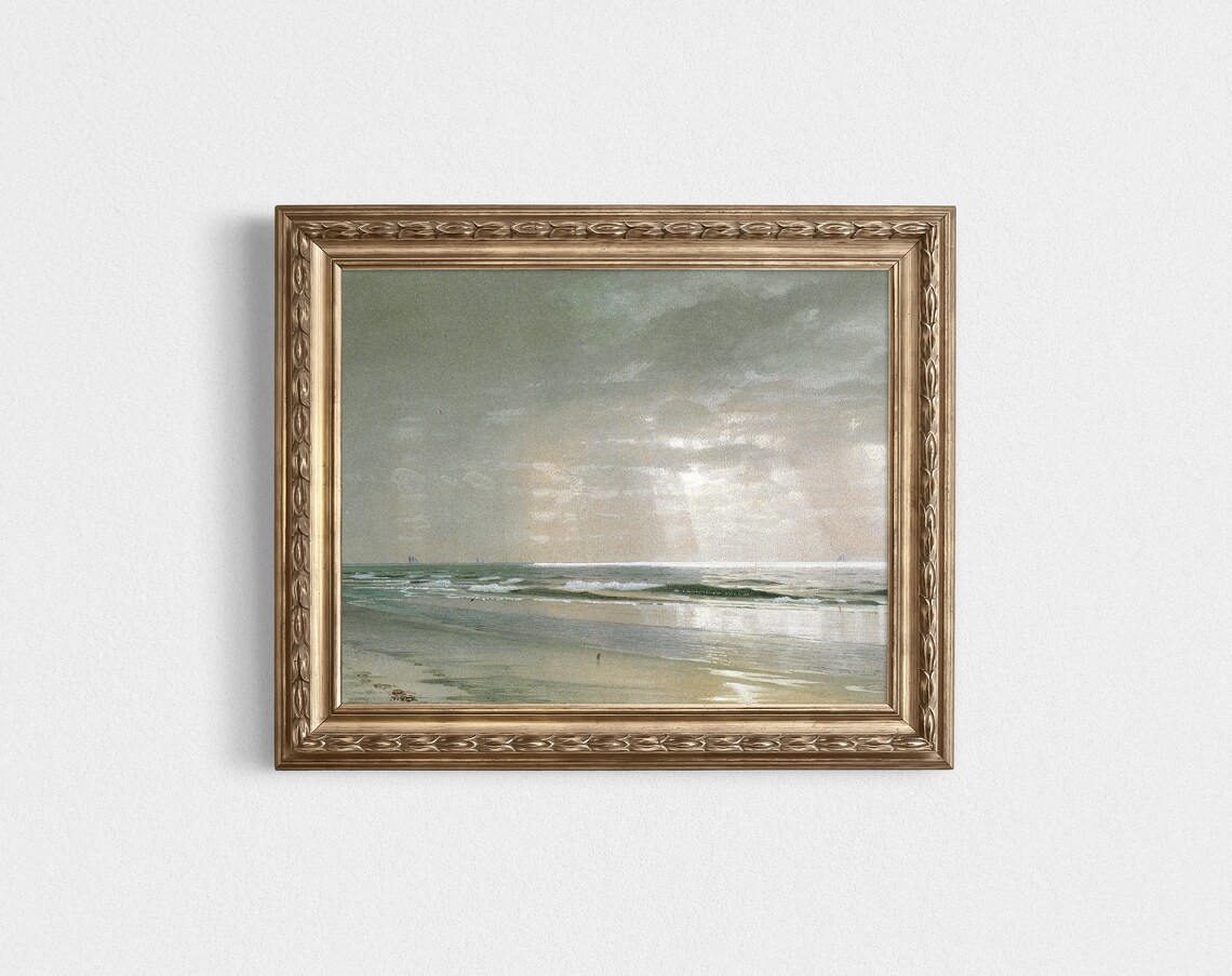 Muted Seascape Painting, Coastal Wall Art Print - Image 2