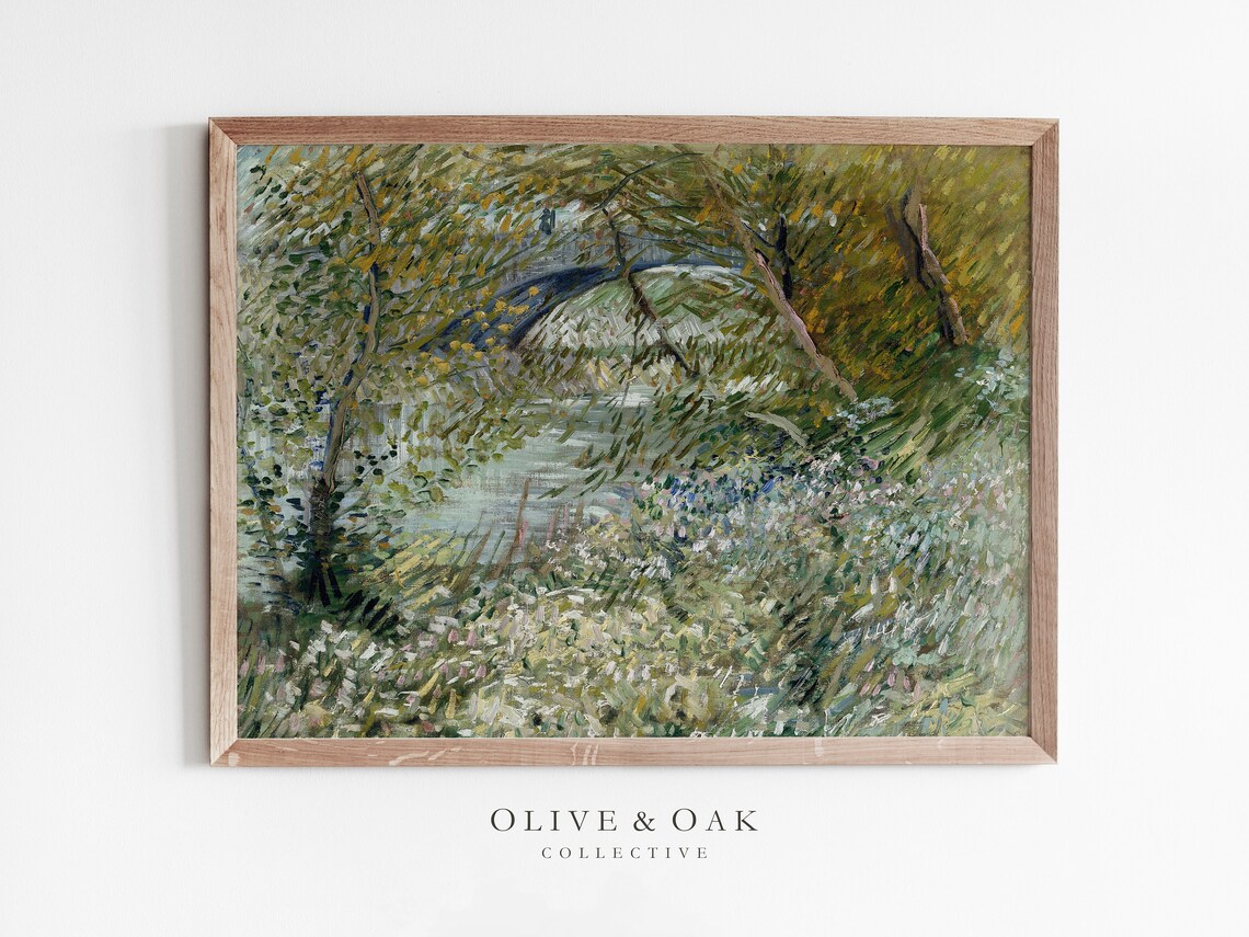 Spring Landscape Painting, Soft Green Nursery Decor