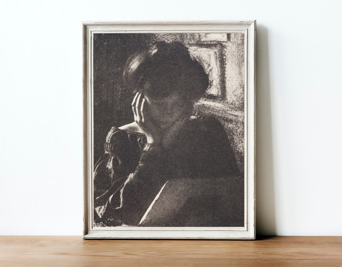 Vintage Portrait of Woman Drawing Sketch, Art Print - Image 2