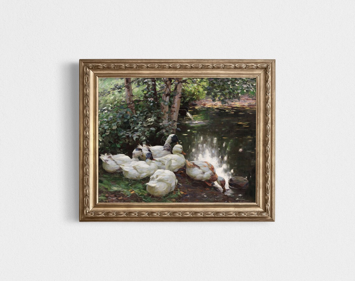 Country Duck Spring Landscape Art Print, Nursery Decor - Image 2