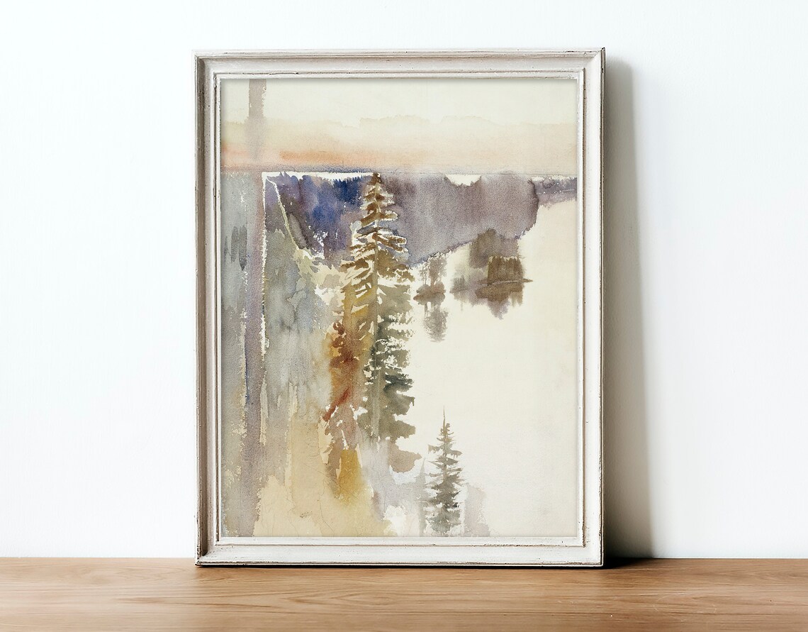 Rustic Landscape Painting, Watercolor Abstract Landscape - Image 2
