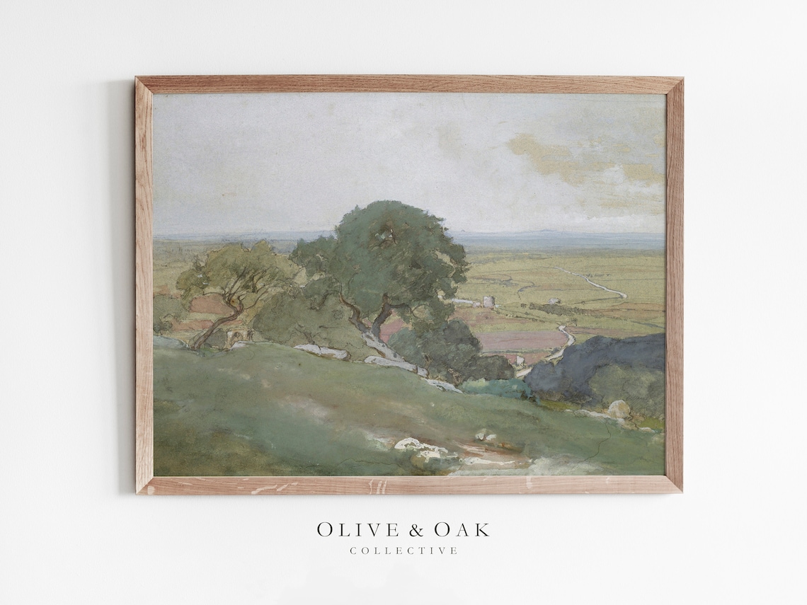 Vintage Country Landscape Painting Poster Print