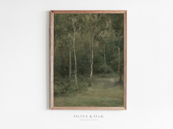 Forest Oil Painting, Vintage Tree Art Print