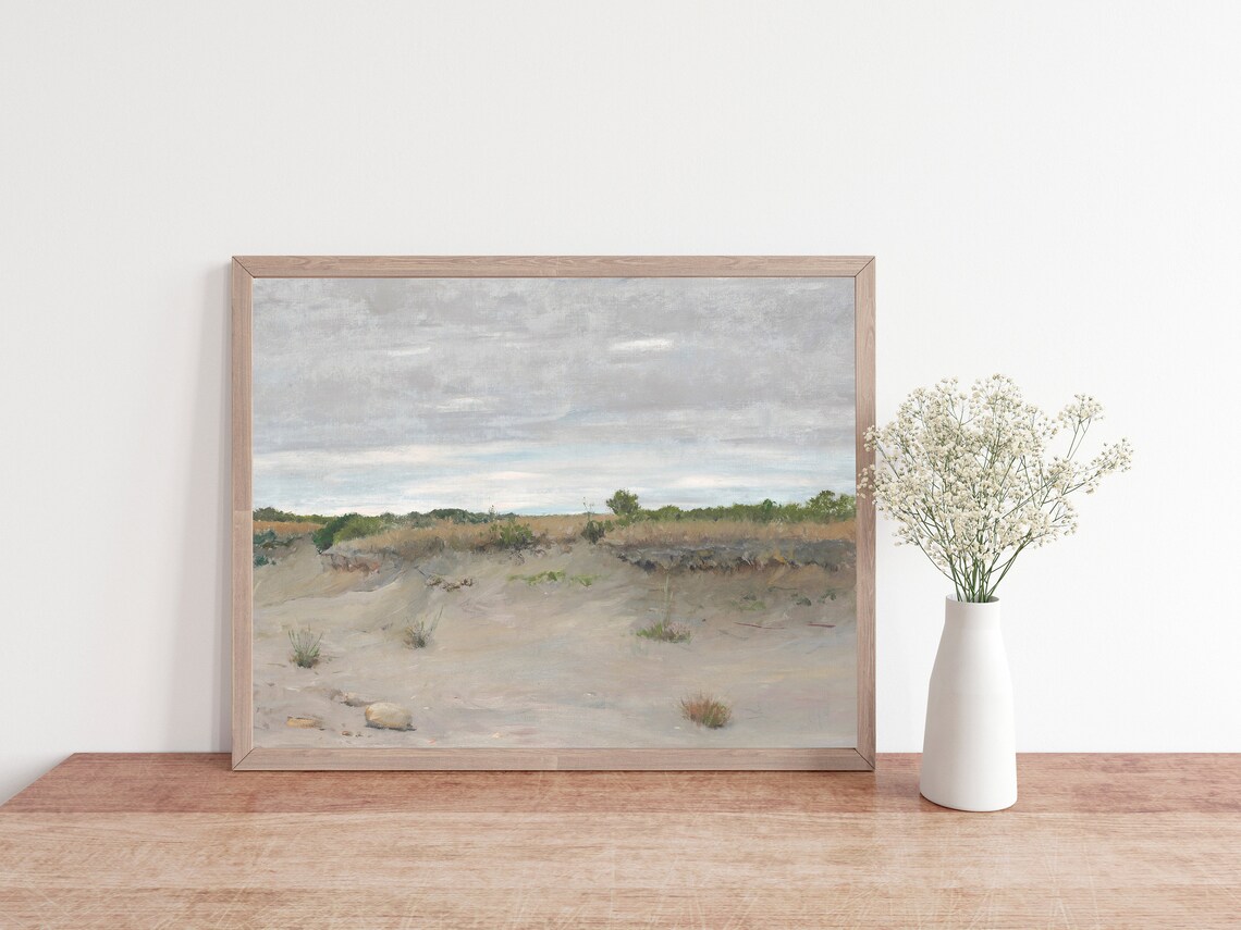 Muted Beach Painting, Neutral Seascape Art Print - Image 4