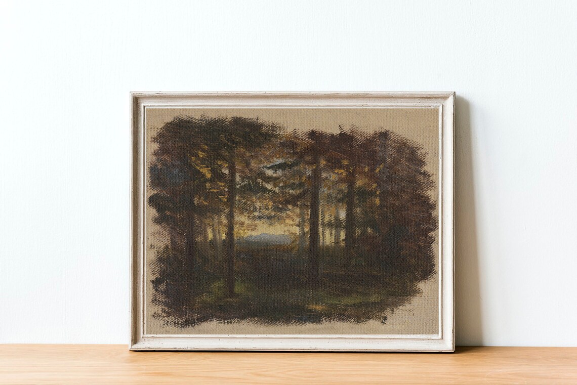Fall Landscape Painting, Vintage Autumn Farmhouse Decor - Image 2