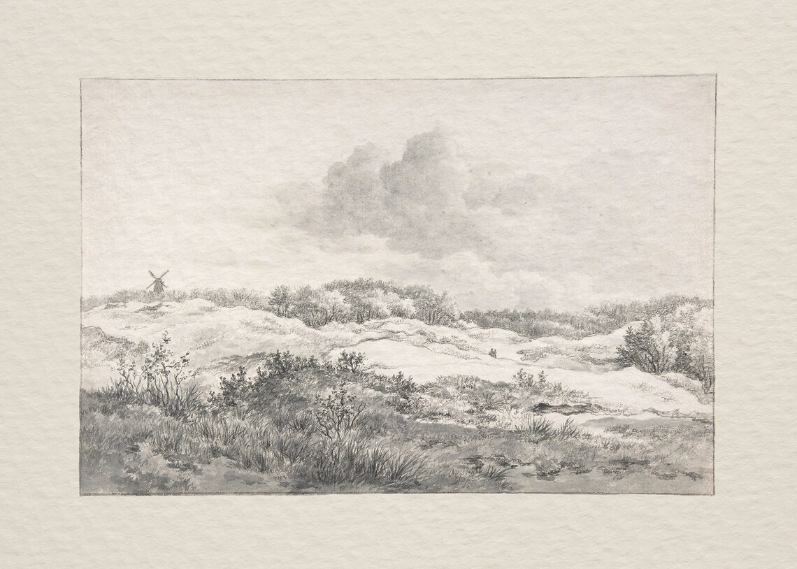 Rustic Landscape Drawing, Vintage Neutral Sketch Art Print - Image 4