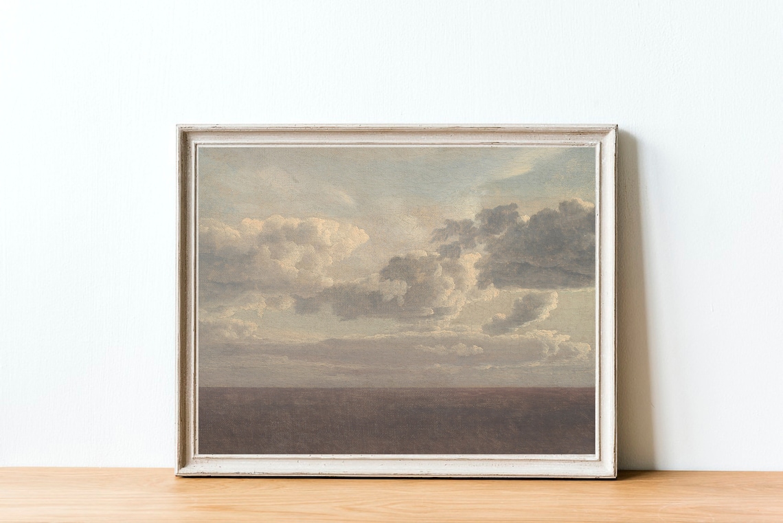 Cloud Oil Painting Print Vintage Neutral Nursery Sky Wall Art 255 - Image 3