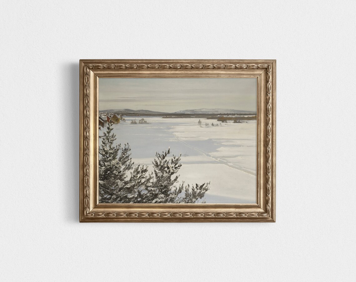 Winter Landscape Painting, Cozy Core Decor Art Print - Image 4