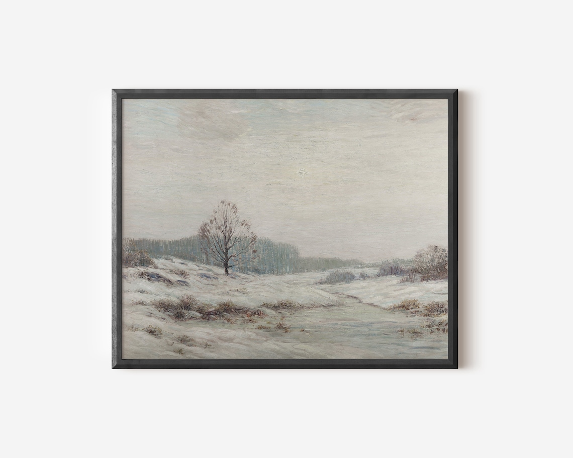Winter Landscape Painting, Rustic Cabin Decor Print - Image 2