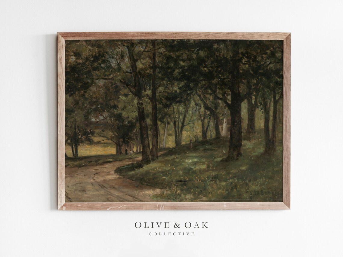 Vintage Forest Landscape, Country Oil Painting Art Print