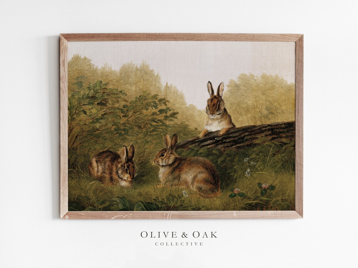 Bunny Painting, Country Nursery Wall Art