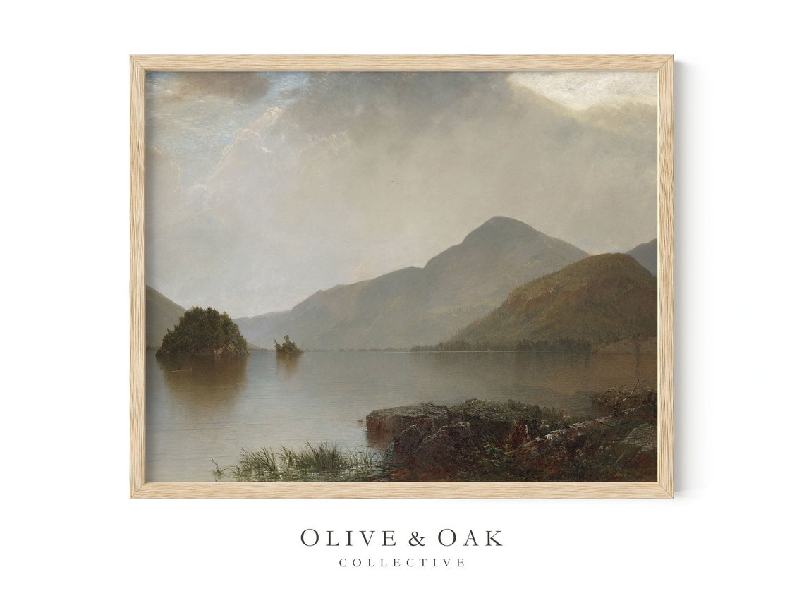 Vintage Lake Painting, Rustic Decor - Image 4