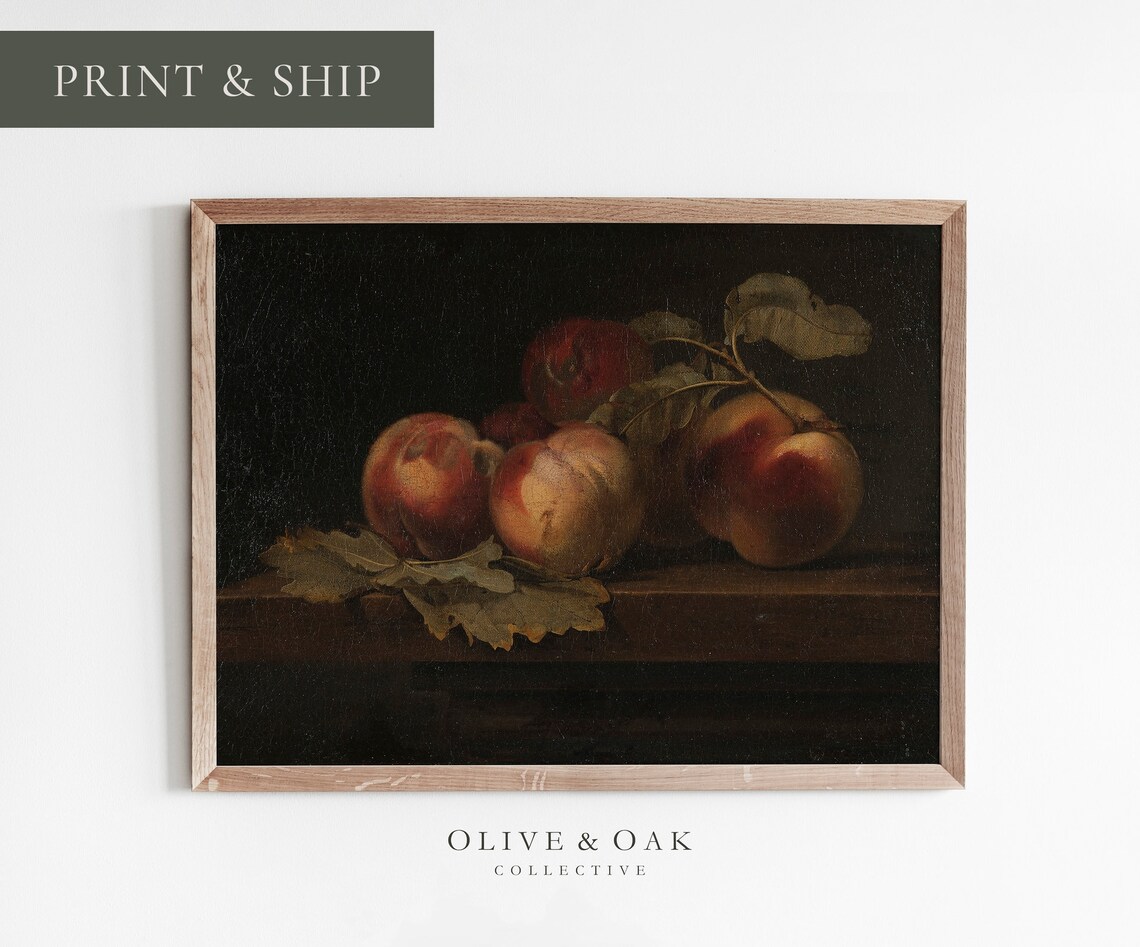 Moody Peach Painting, Dark Academia Kitchen Art Print