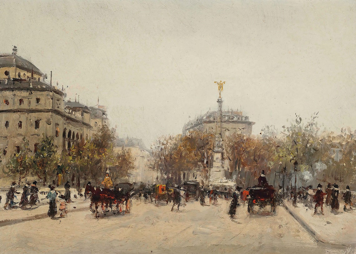 Autumn Paris Street Scene, French Cityscape Art Print - Image 4