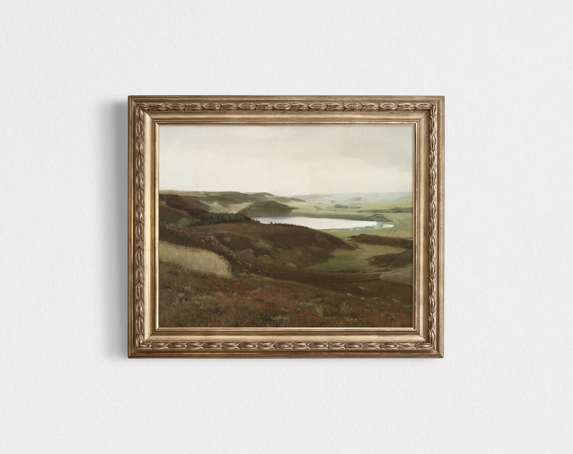 Earth Tone Landscape Painting, Moody Vintage Print - Image 4