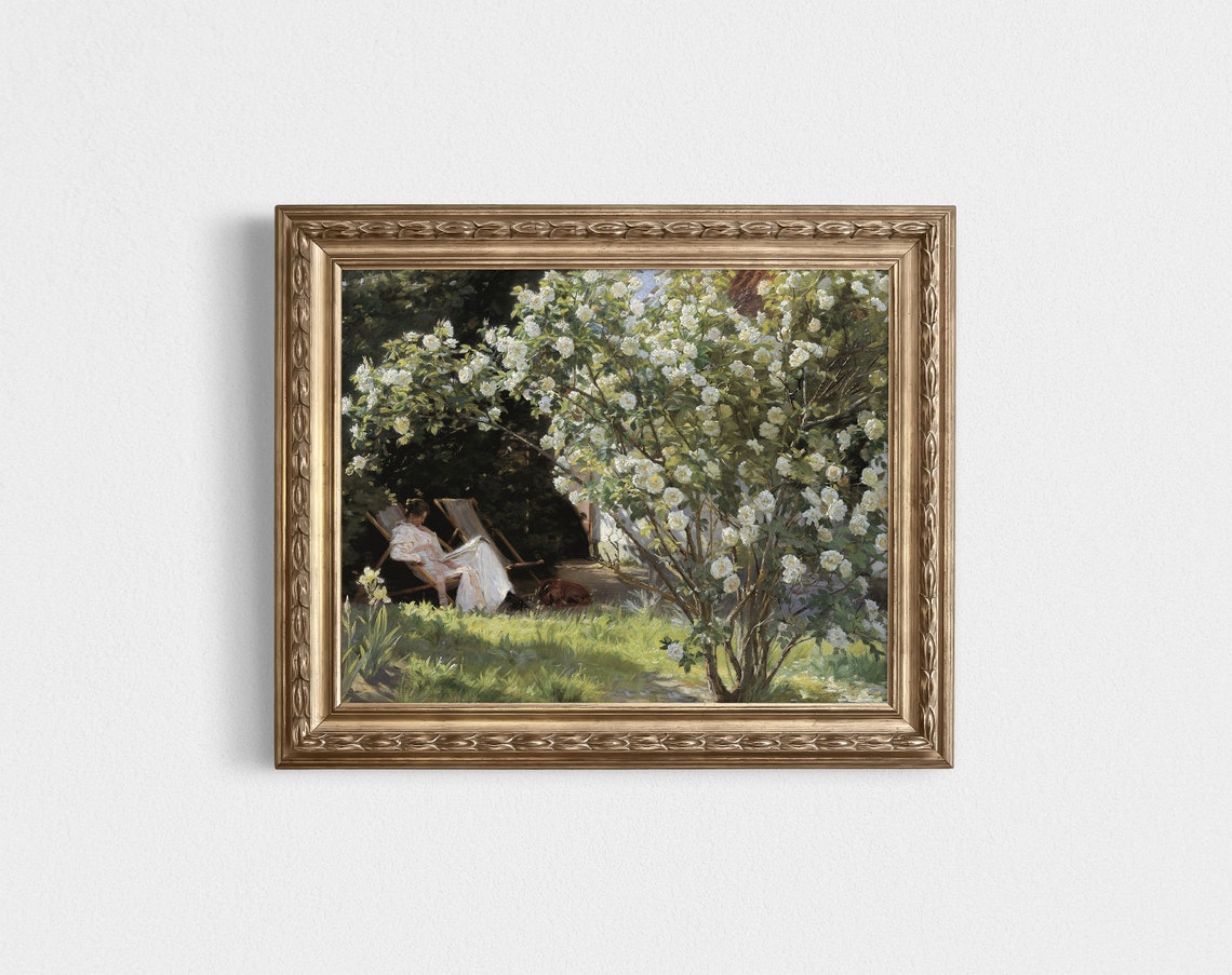 Garden Roses Portrait of Woman, Farmhouse Decor Art Print - Image 3