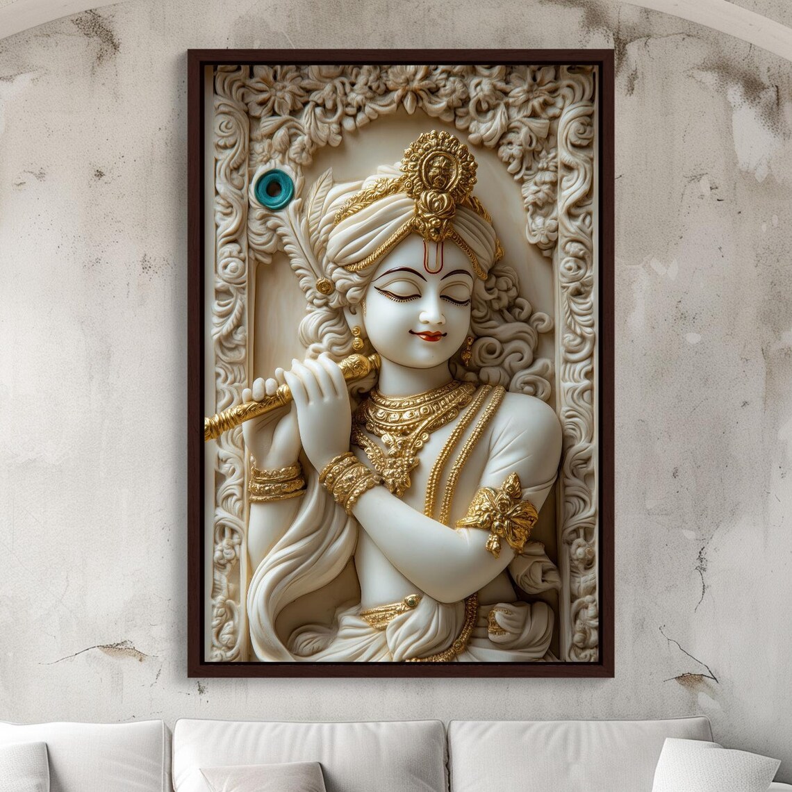 Krishna 3D Illusion Print, Hindu Spiritual Art Print