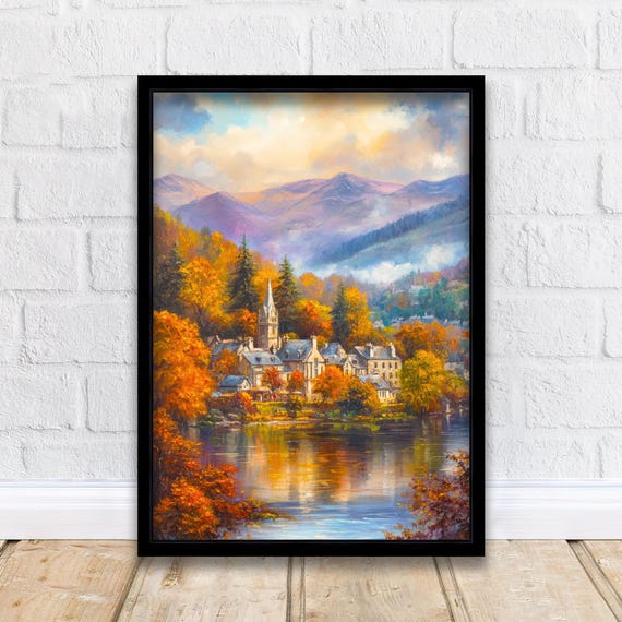 Ambleside Lake District Travel Poster Print England Wall Art Countryside Landscape Decor Gift For Uk Nature Lovers And Fans Of Scenic