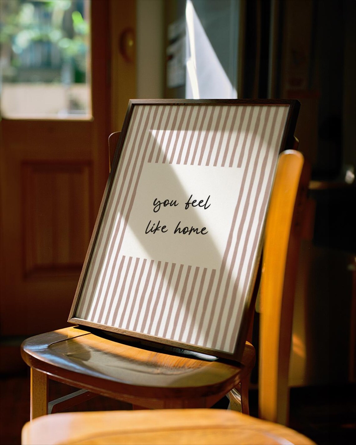 You Feel Like Home Hand Lettered Striped Romantic Love Quote Print