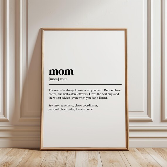 Mom Noun Definition Typography Funny Mothers Day Gift Wall Poster