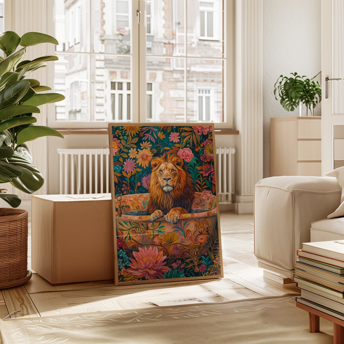 Lion In A Bathtub, Maximalist Oil Painting - Image 5