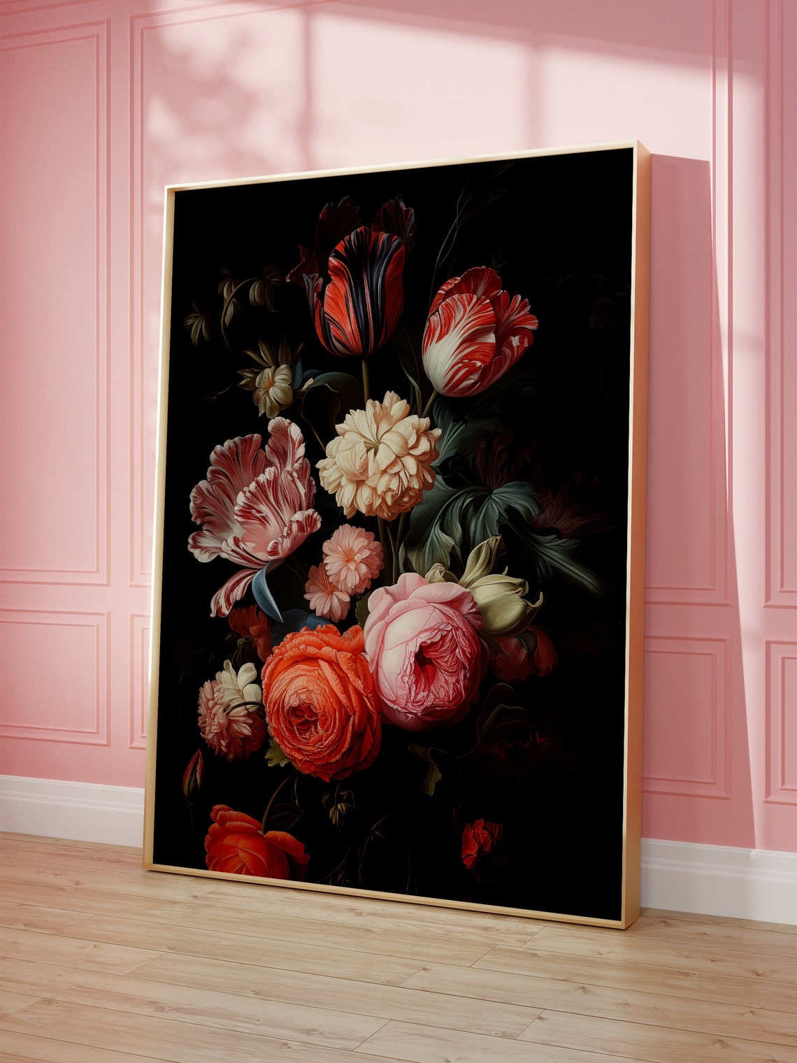 Dark Academia Floral Still Life, Moody Botanical Art Print