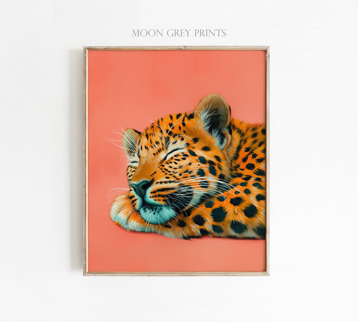 Cute Leopard Maximalist Oil Painting Poster - Image 3
