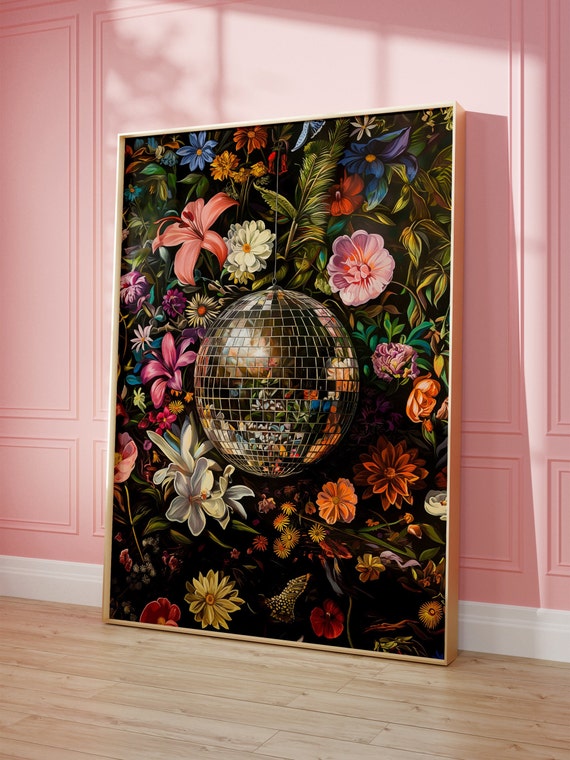 Disco Ball Botanical - Maximalist Dopamine Art