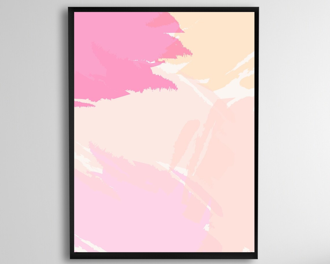 Blush Abstract Pink Wall Art Minimalist Poster Beige Watercolor Instant Home Prints