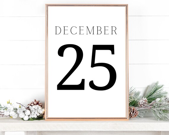 December 25 Minimalist Christmas Date Typography Holiday Poster