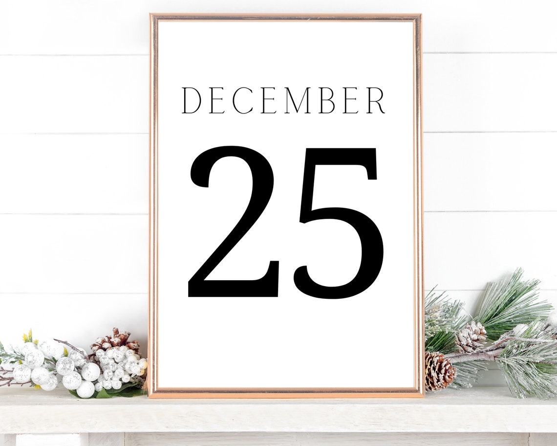 December 25 Minimalist Christmas Date Typography Holiday Poster