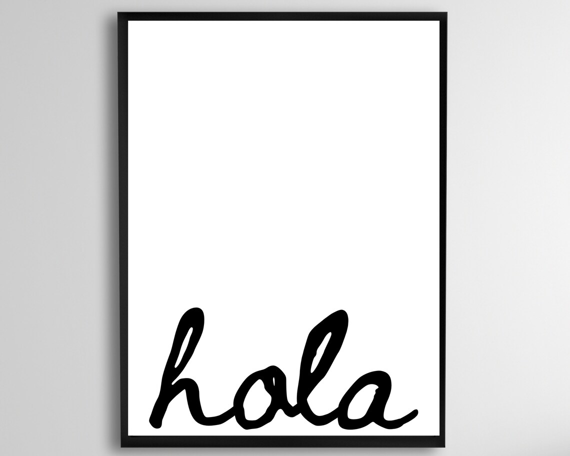 Hola Sign Script Wall Art, Spanish Teacher Decor