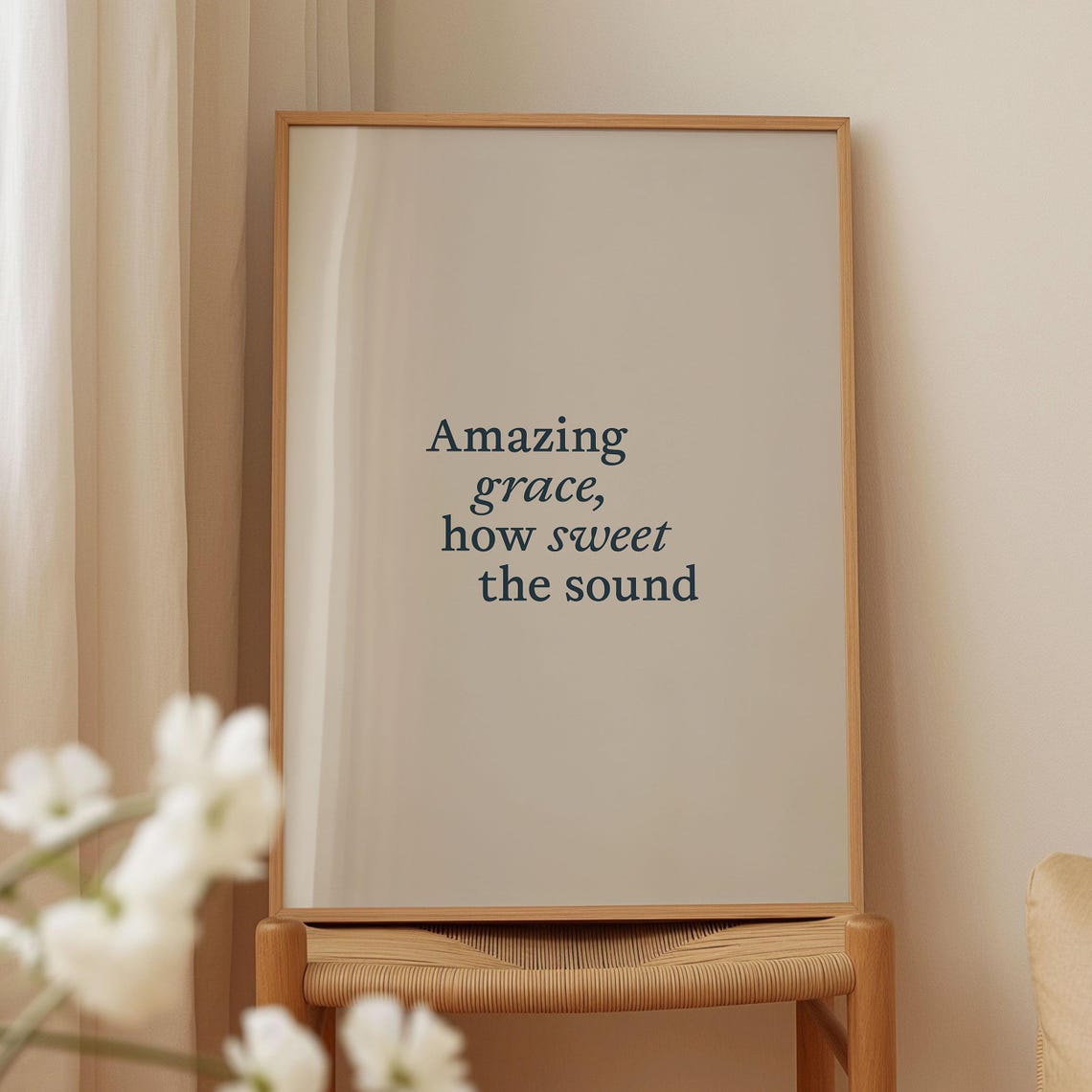 Amazing Grace Lyrics Poster Christian Song Art Work Christian Wedding Gift Faith Print Christian Quote Wall Art How Sweet The Sound