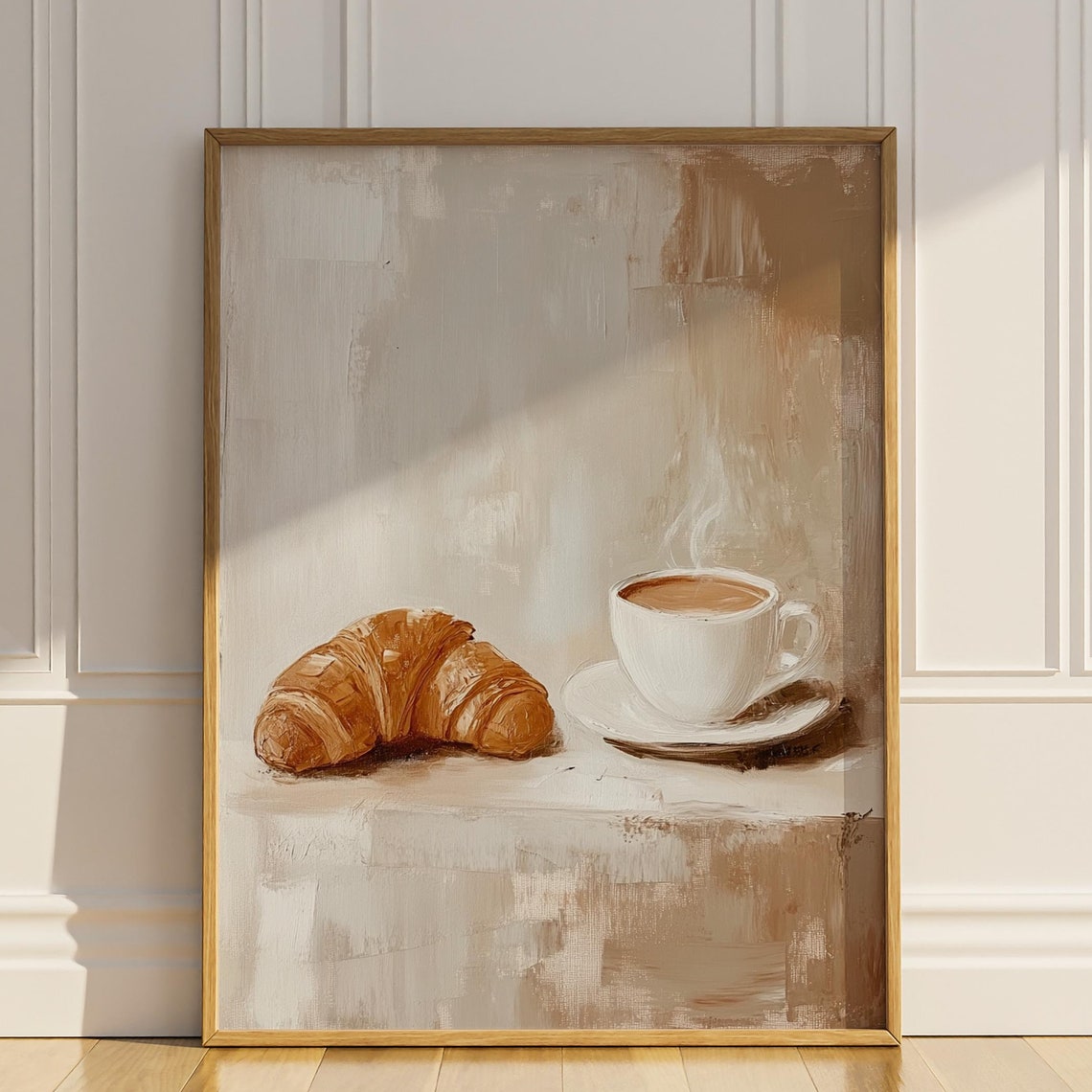 Croissant and Steaming Coffee Cozy Kitchen Still Life Poster