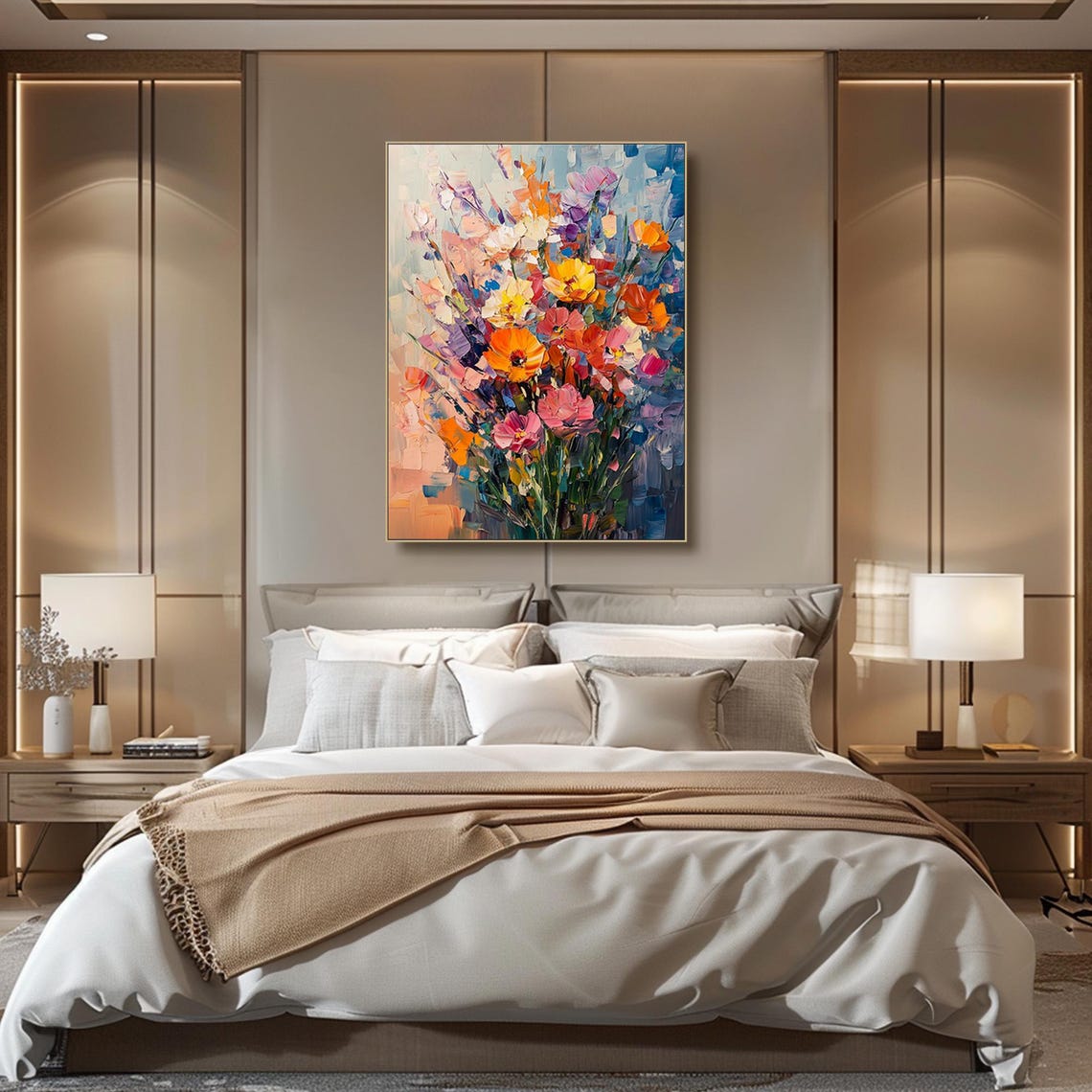 Vibrant Wildflower Bouquet Colorful Blooms 3D Impasto Wall Art - Image 2
